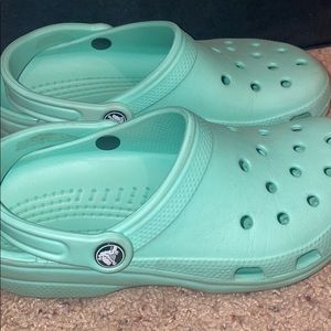 Mint green Crocs